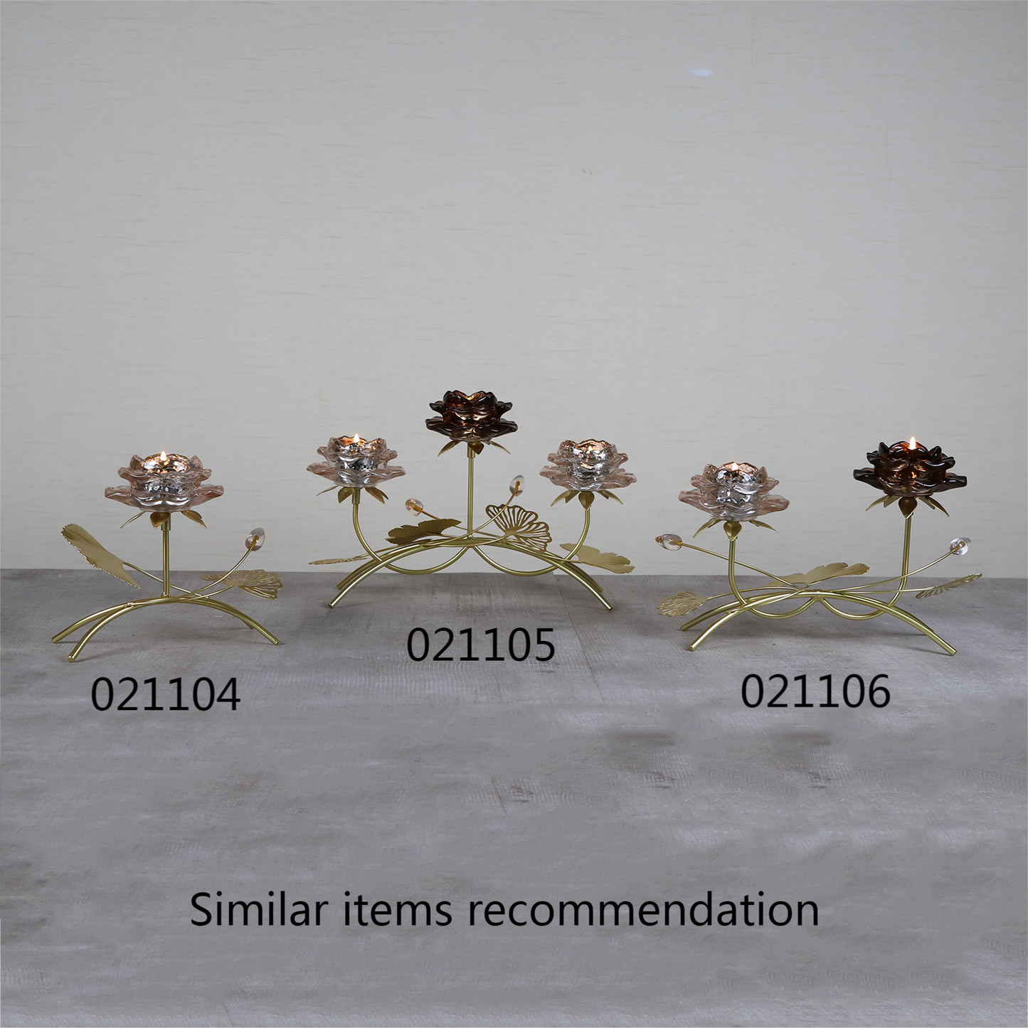 EDENG Flower Glass Candle Holders with two flowers, for Wedding, Dining Coffee Table, Home Centerpices, Home Decor