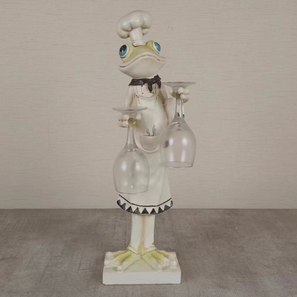 Edeng frog scalpture,resin decoration,wine glass holder