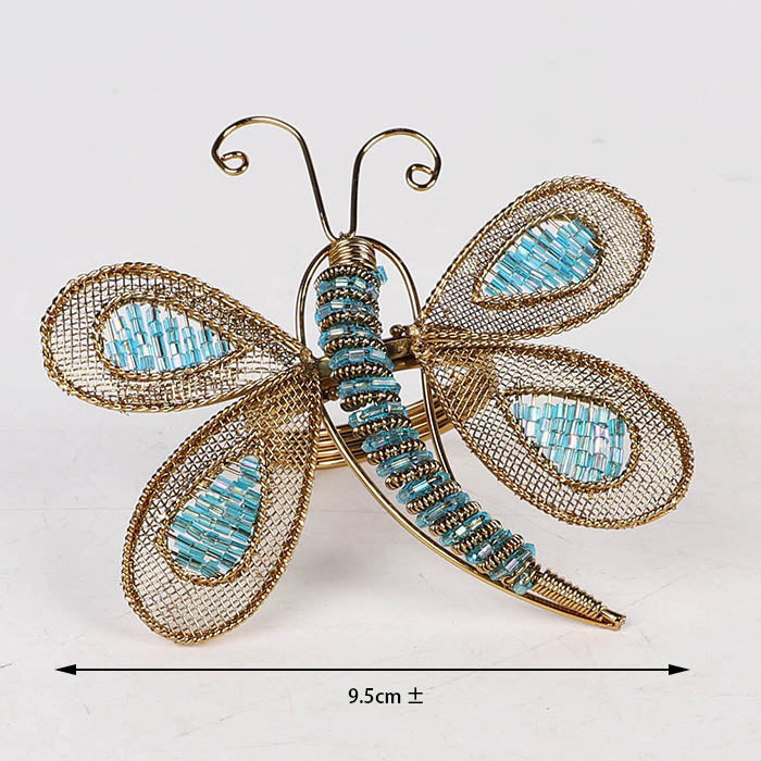 Edeng Indian napkin ring made of glass bead and metal,dragonfly shape,handmade