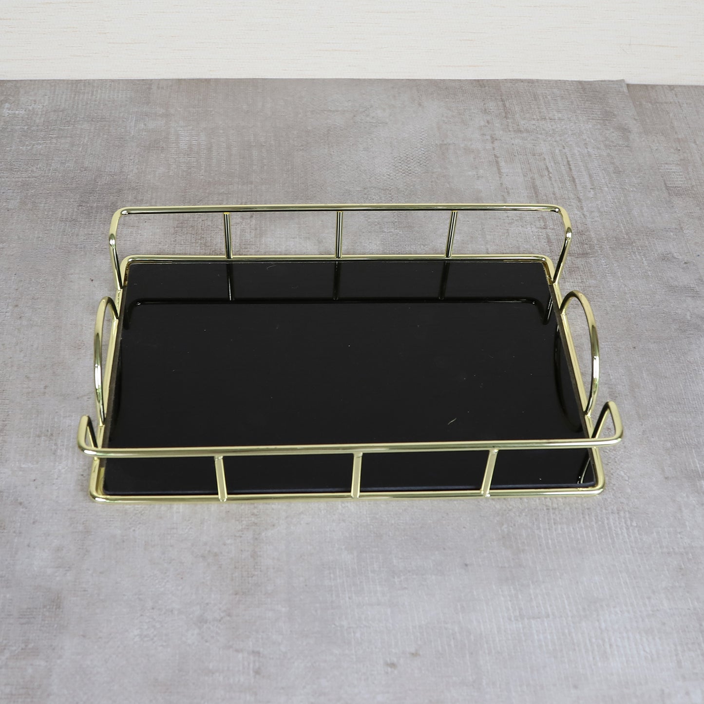 Rectangular Metal Glass Tray L11.81''x W7.87''x H1.96''