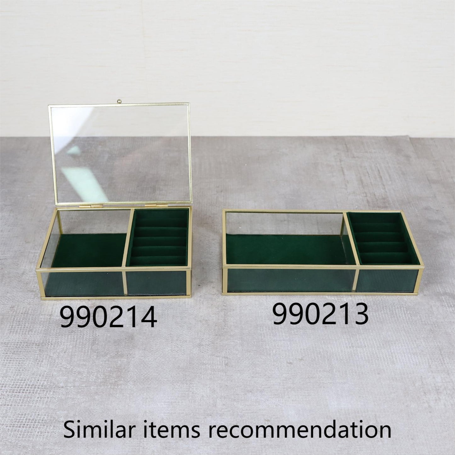 Velvet metal glass jewelry storage box
