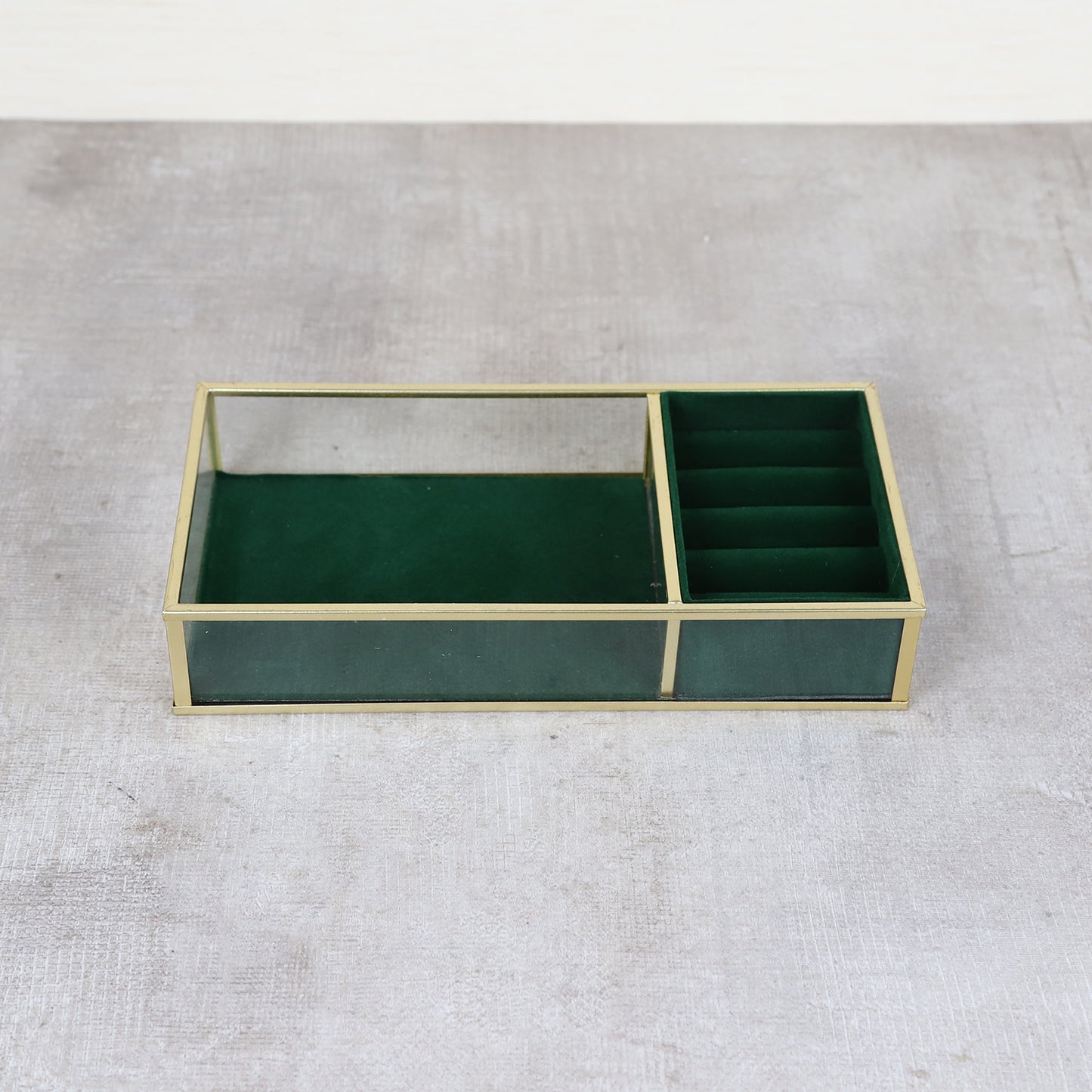 Velvet metal glass jewelry storage box