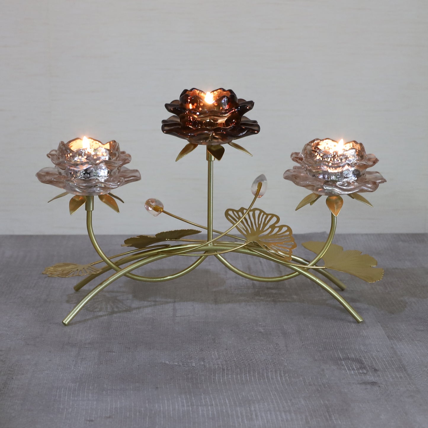 EDENG Flower GlassCandle Holders with three flowers, for Wedding, Dining Coffee Table, Home Centerpices, Home Decor