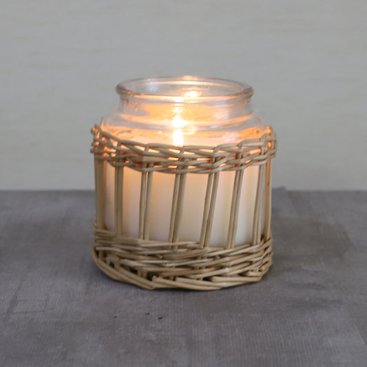 EDENG Scented glass Candles with natural rattan decortation  Long Lasting Candles Glass Jar Candle