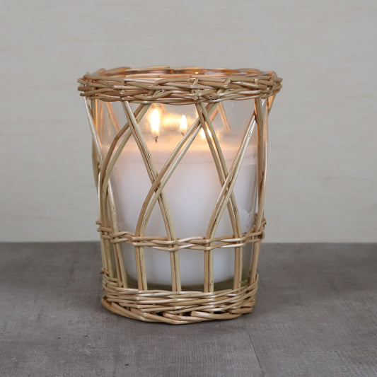 EDENG Scented glass Candles with natural rattan decortation  Long Lasting Candles Glass Jar Candle