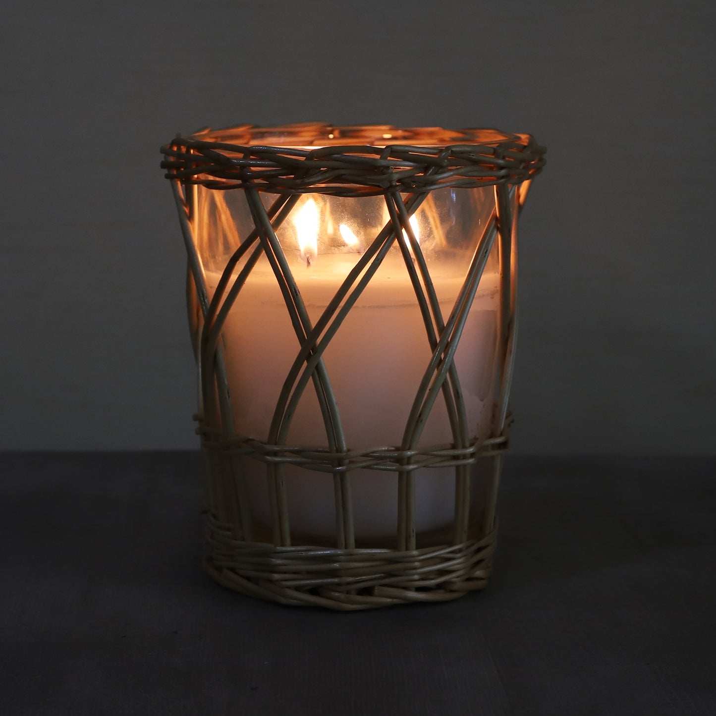 EDENG Scented glass Candles with natural rattan decortation  Long Lasting Candles Glass Jar Candle