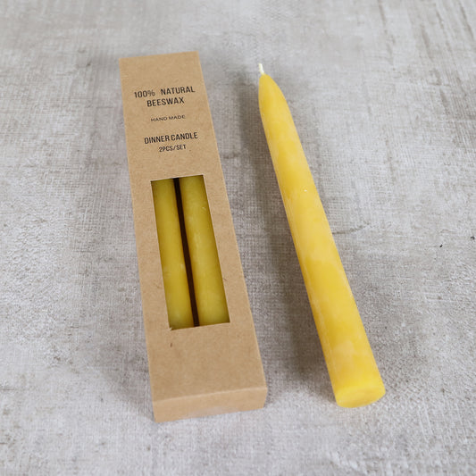 EDENG Natural Yellow Beeswax taper Candles - 2pcs - 100% Natural Scent Smokeless Clean Burning