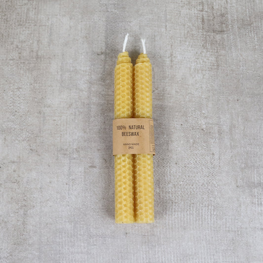 EDENG 100% Natural Yellow Beeswax taper Candles - 2pcs - Organic Candle Natural Scent Smokeless Clean Burning