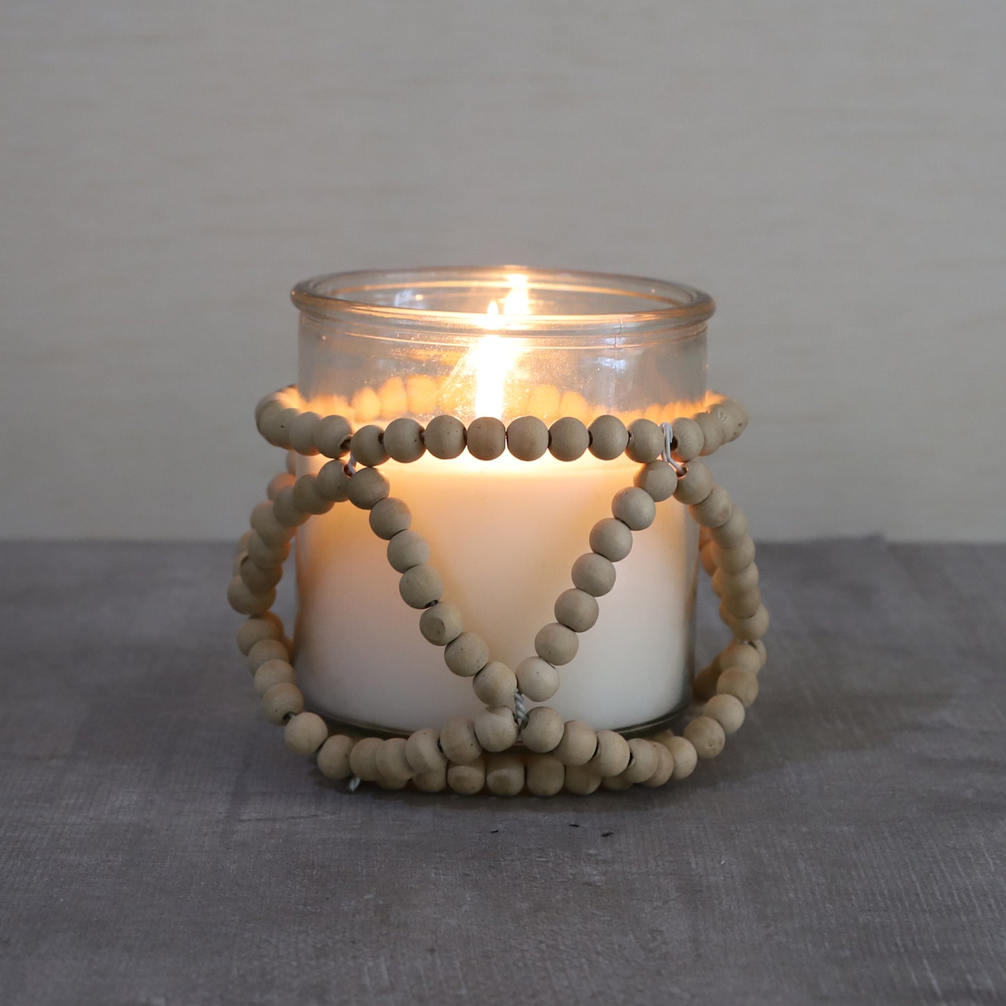 EDENG Scented Glass Candles With Natural Wooden Beads on a String Long Lasting Candles Glass Jar Candle