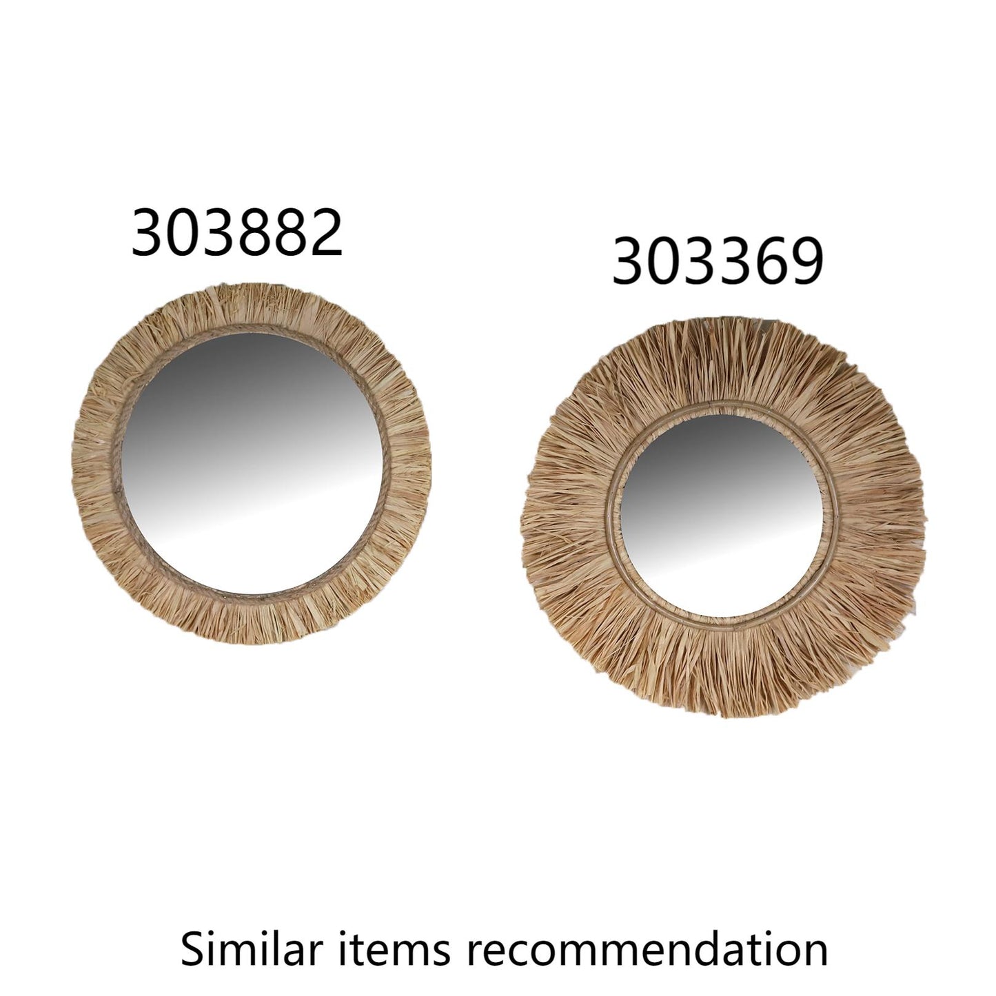 Natural Straw Round Mirror