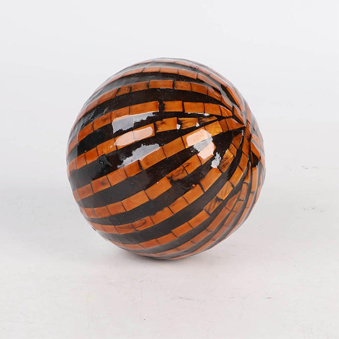 Edeng Vietnamese decorative ball,vintage orange and black,made of resin and mother of pewal