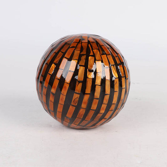 Edeng Vietnamese decorative ball,vintage orange and black,made of resin and mother of pewal