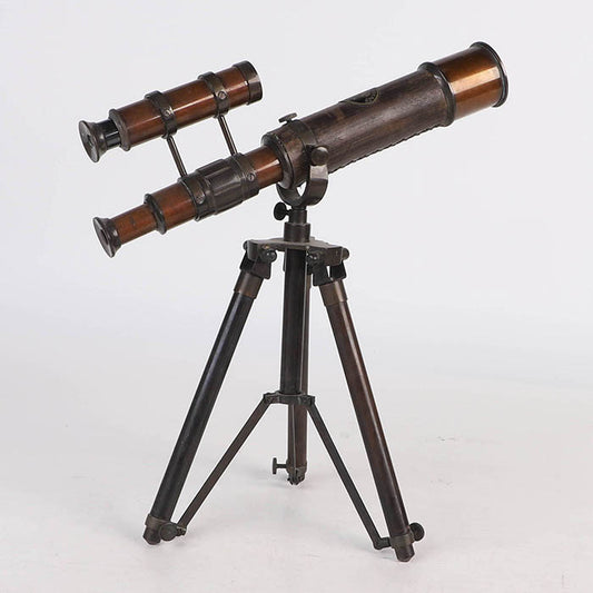 Edeng Indian wooden single-tube telescope with metal, decoration