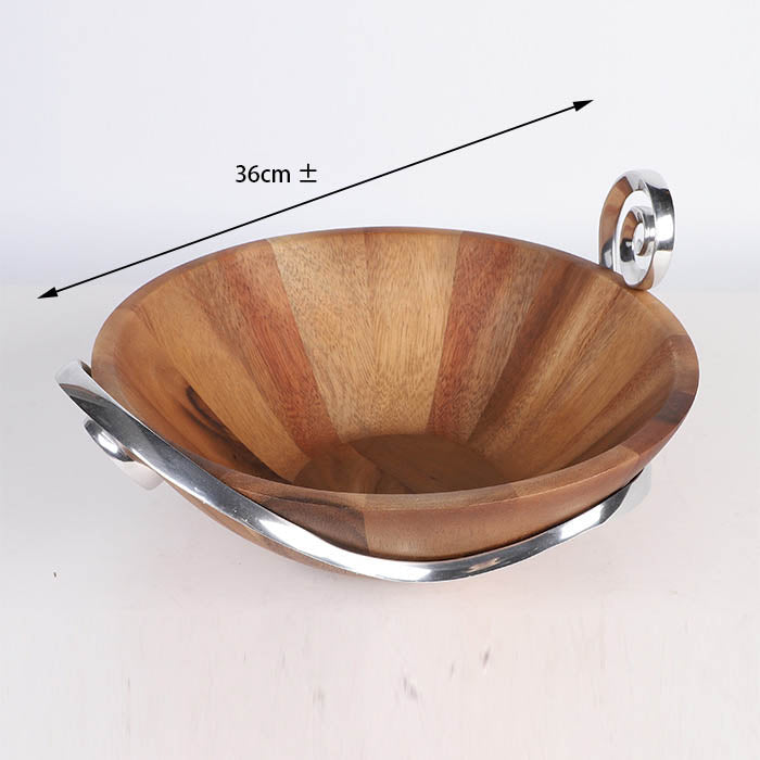 Edeng Indian wooden and aluminium alloy round plate,handmade