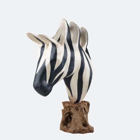 Edeng Philippine zebra decoration made of natural fibre and wood,black and white