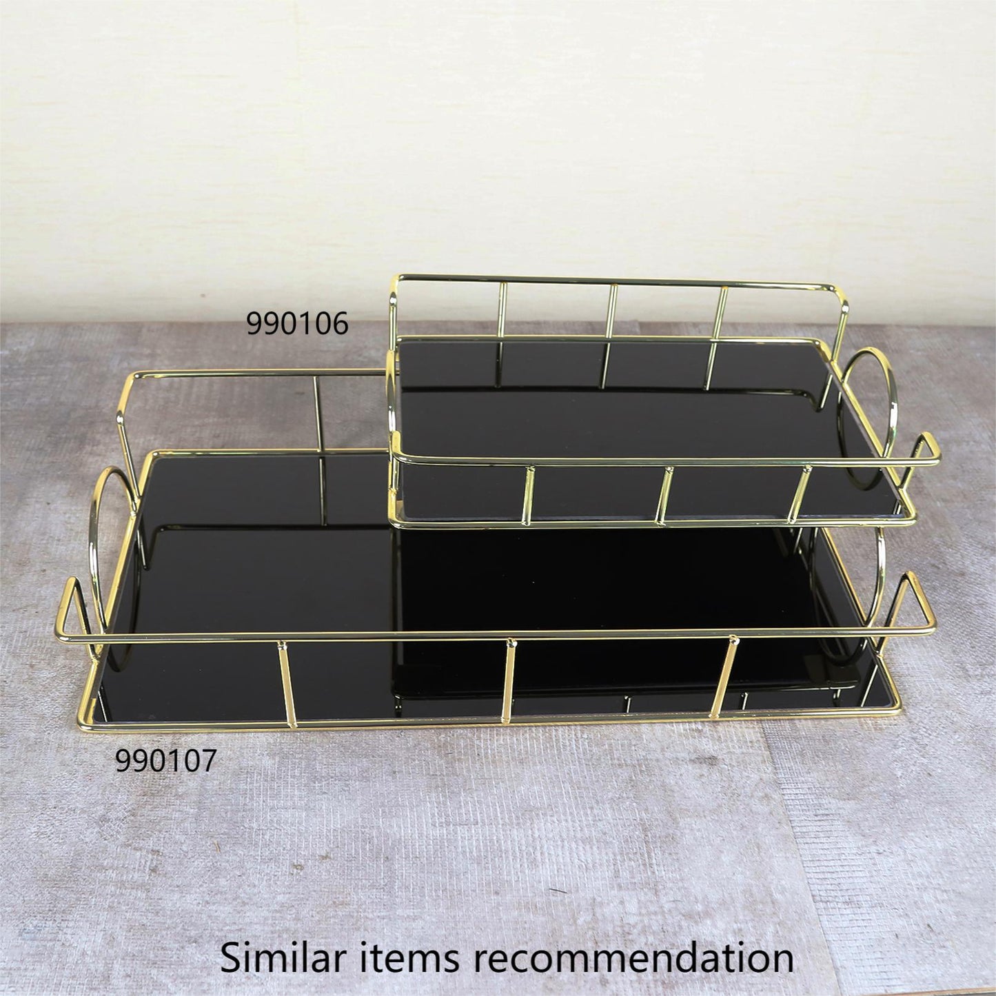 Rectangular Metal Glass Tray L11.81''x W7.87''x H1.96''