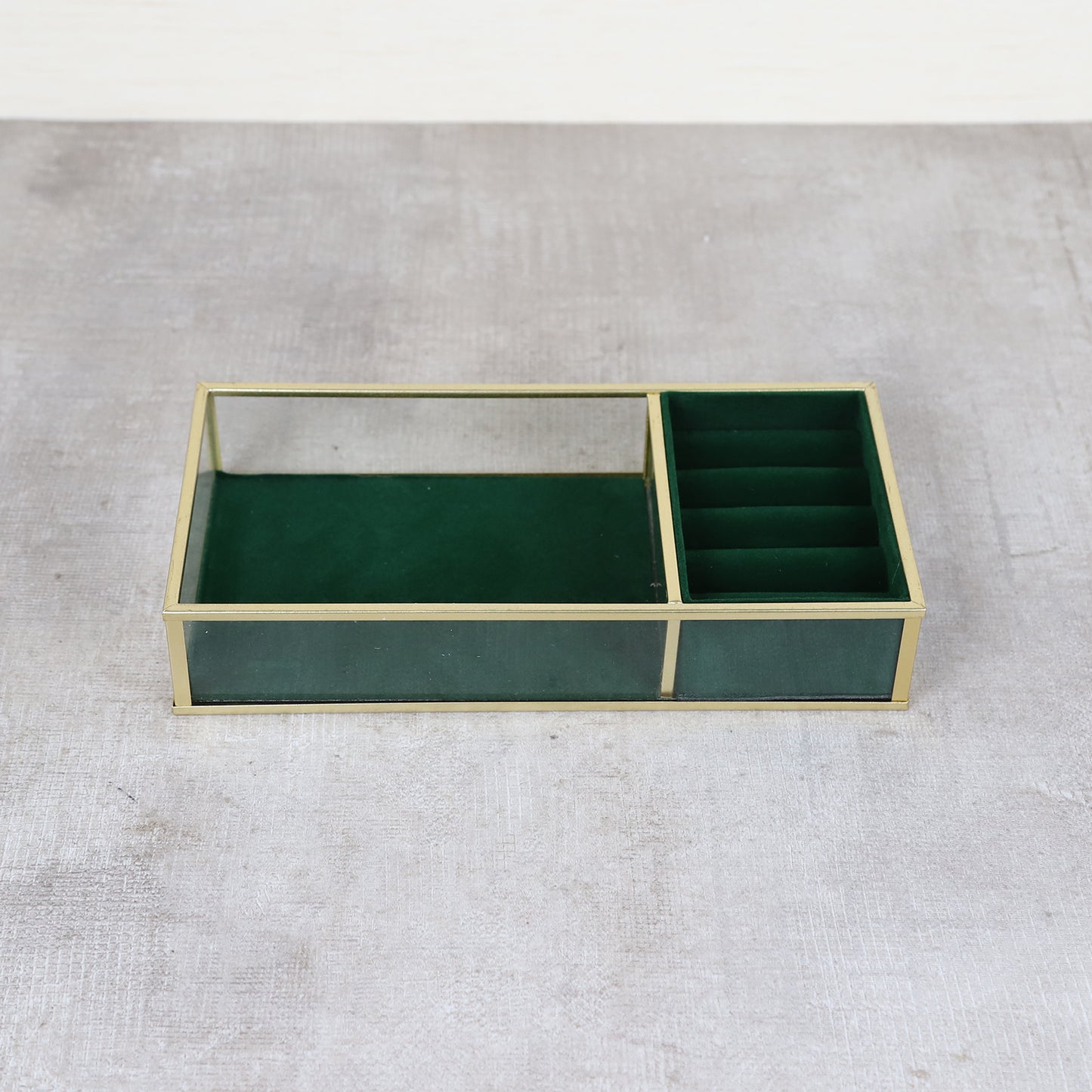 Velvet  metal glass jewelry storage box