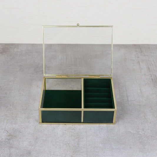 Velvet glass jewelry storage box