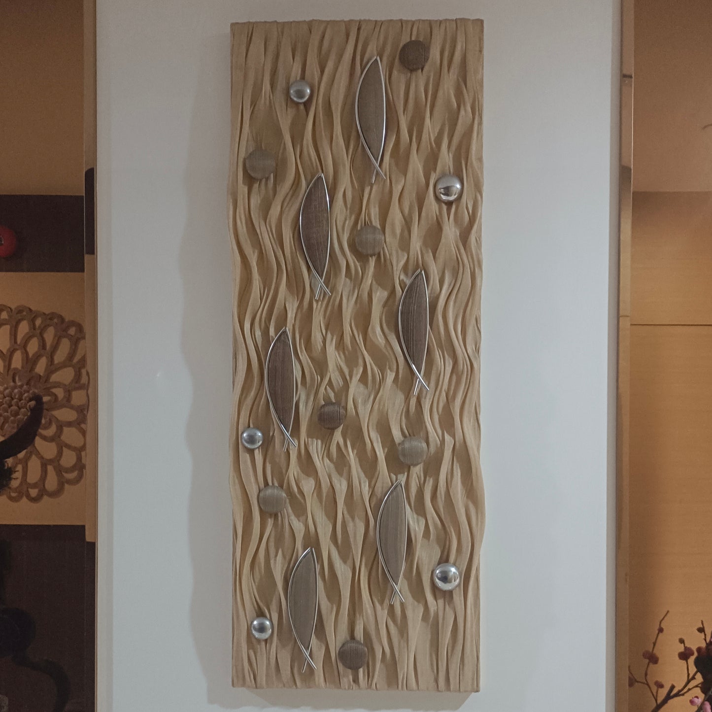 Edeng wall decoration made of natural fibre,fish shape,handmade